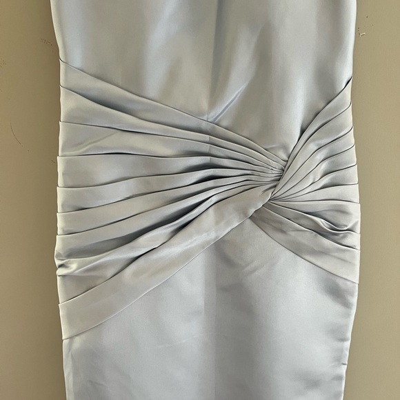 Blue Ruched Satin Dress - Picture 2 of 8